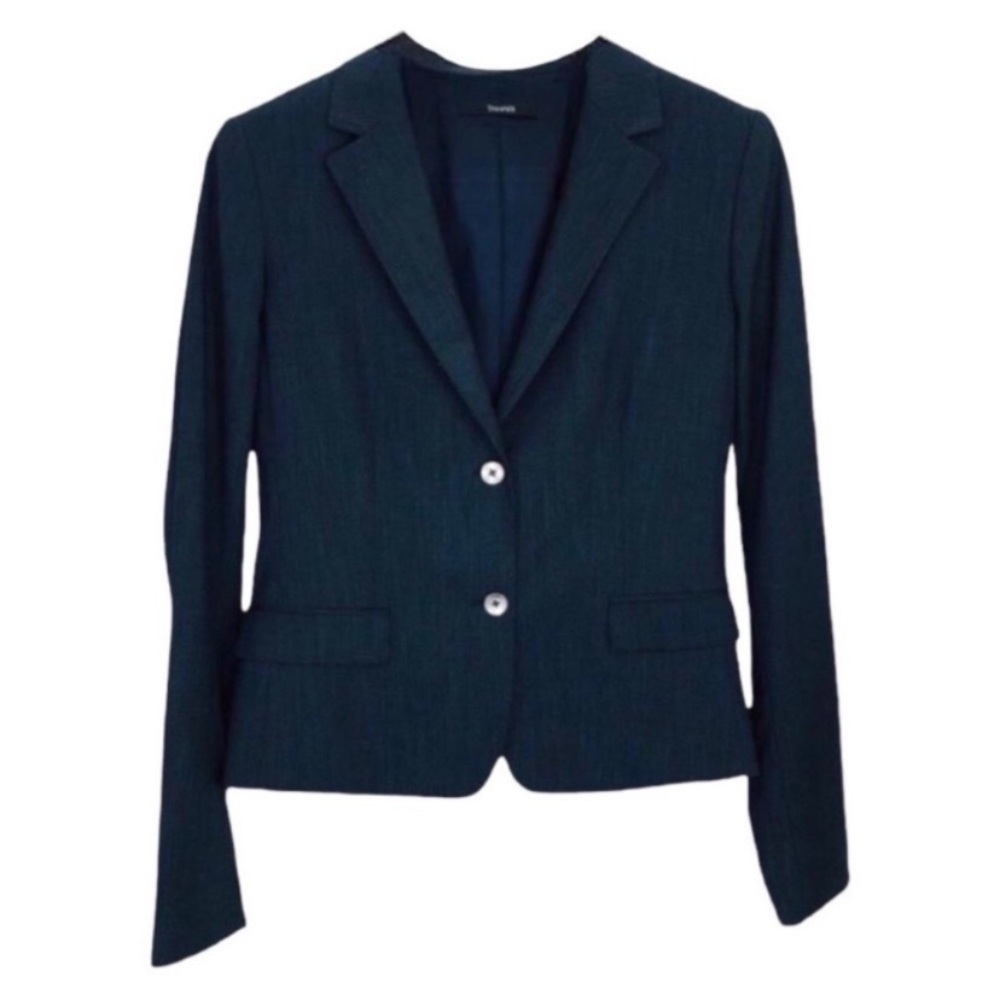 Tahari Dark Navy Blue Fully Lined Double Button Blazer Jacket size 6